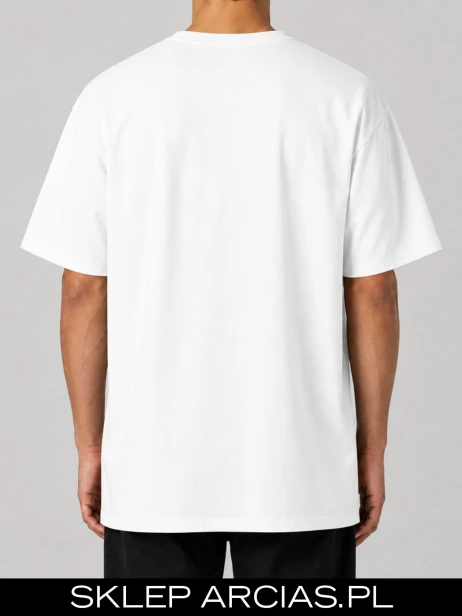 Biały T-shirt ARCIAS 205 gsm z autorskim nadrukiem „67” w streetwearowym stylu.