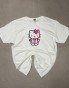 Biały T-shirt ARCIAS 150 gsm z kocim nadrukiem DTF.