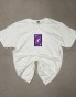 Biały T-shirt ARCIAS 150 gsm z fioletowym nadrukiem DTF.
