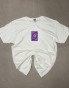 Biały T-shirt ARCIAS 150 gsm z fioletowym nadrukiem DTF.