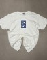 Biały T-shirt ARCIAS 150 gsm z niebieskim nadrukiem DTF.