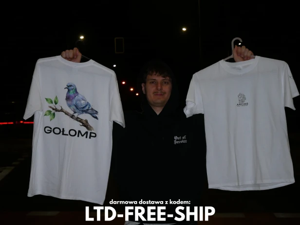 Limitowany T-shirt ARCIAS z nadrukiem GOŁOMP w streetwearowym stylu.