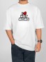 biały T-shirt ARCIAS z autorskim nadrukiem tekstowym DTF.